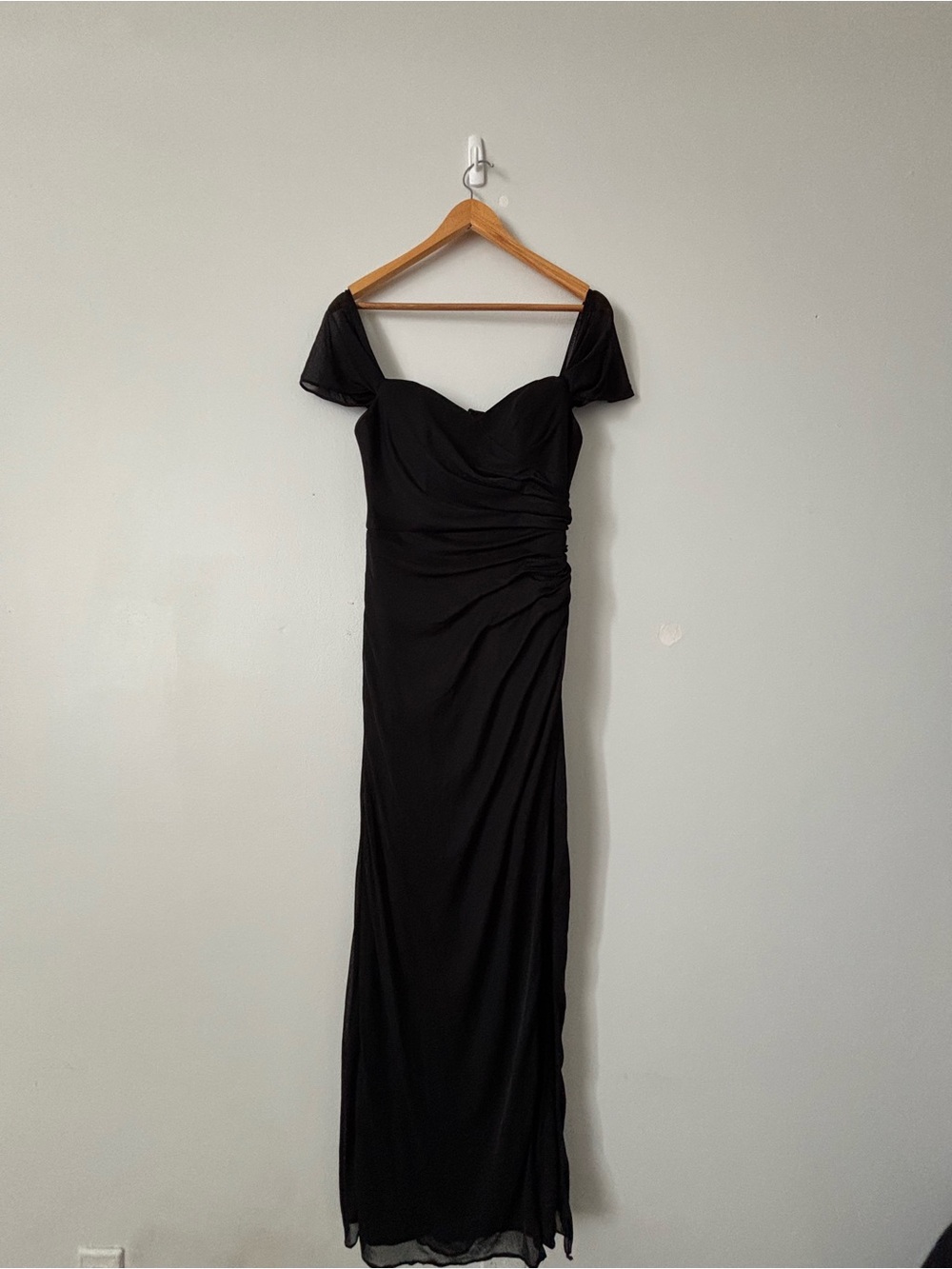 Azazie Black Off-Shoulder Ruched Evening Gown - Picture 1 of 8